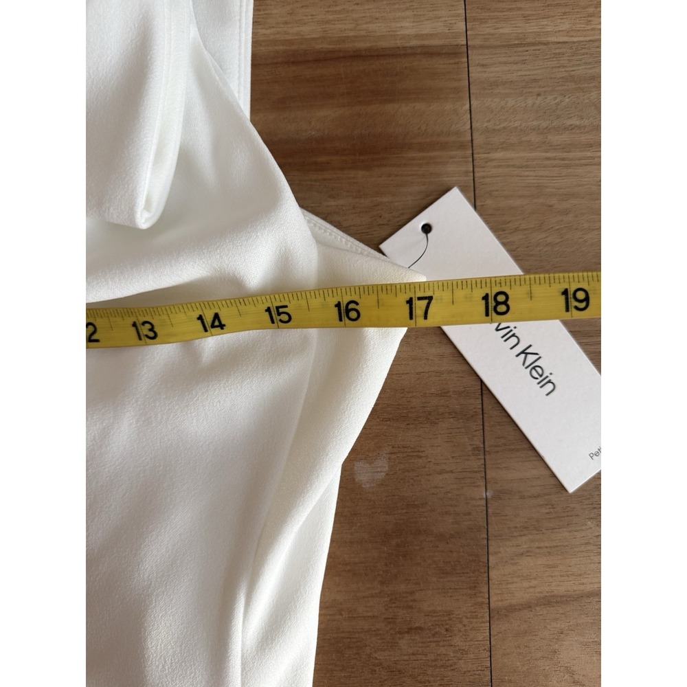 Calvin Klein White Bow Shoulder Sheath Dress Women's 8P Petite‎ NWT - Picture 10 of 12